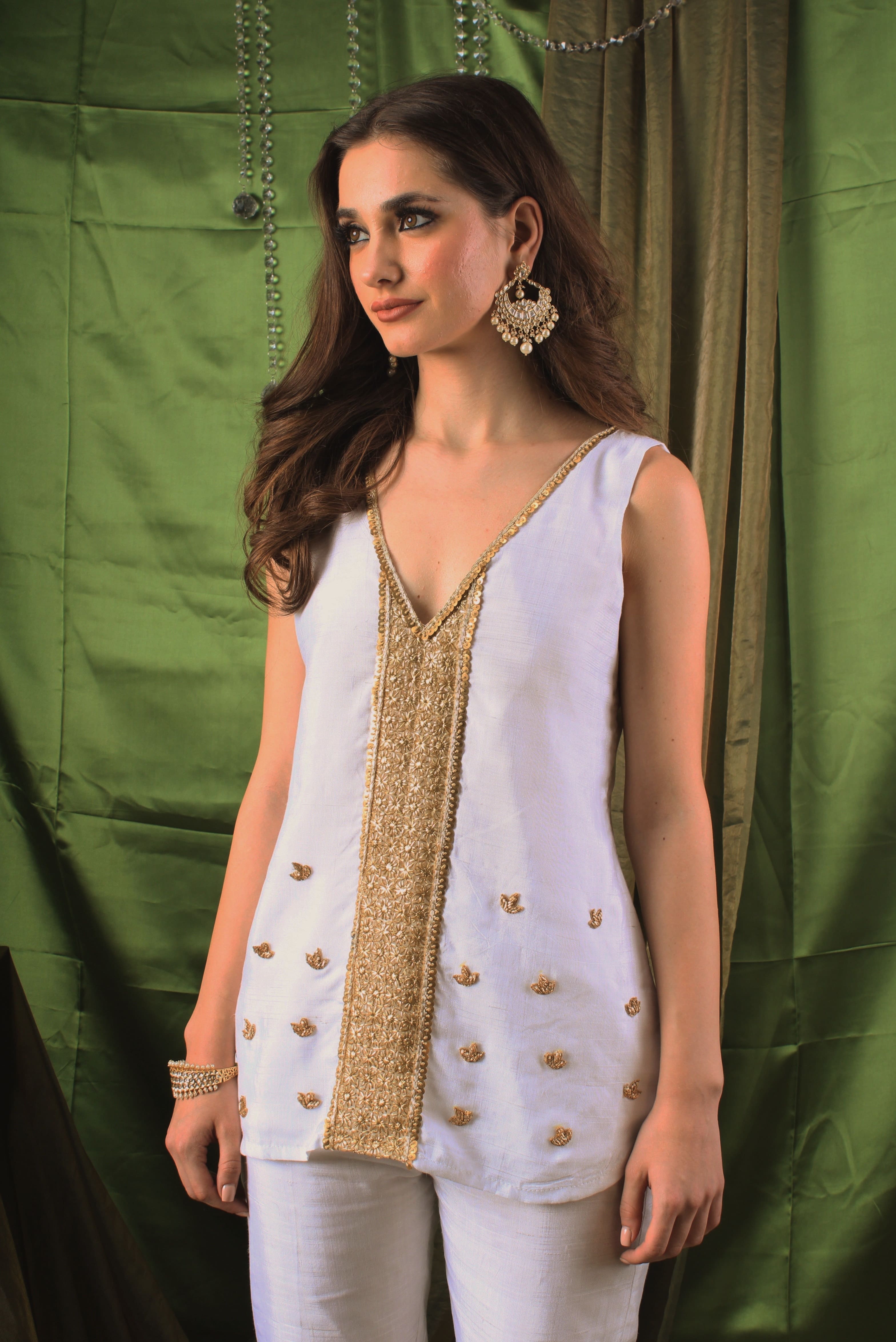 Handwoven Opal Silk Coord Set