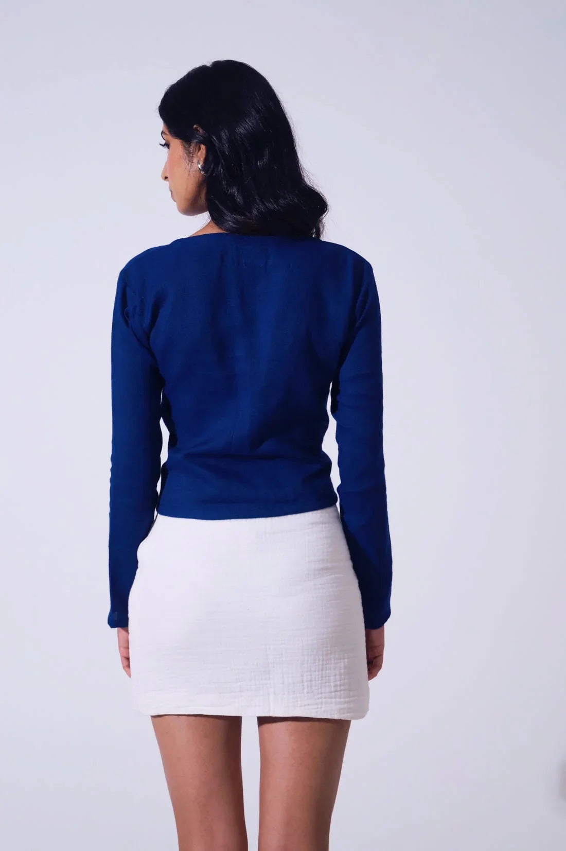 Handwoven Reverie Jute Abstract Top - Deep Blue