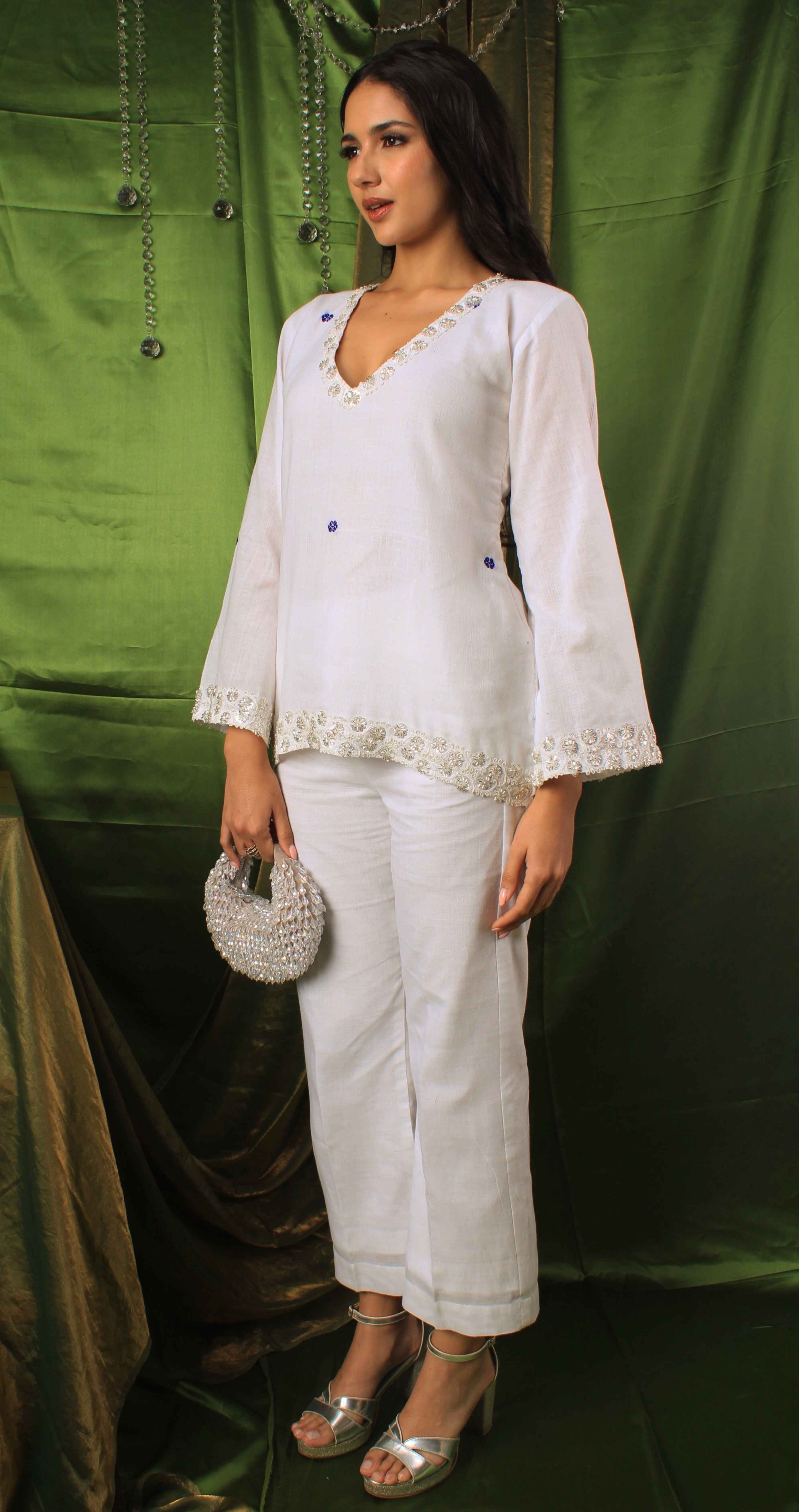 Handwoven Moonstone Ivory Top