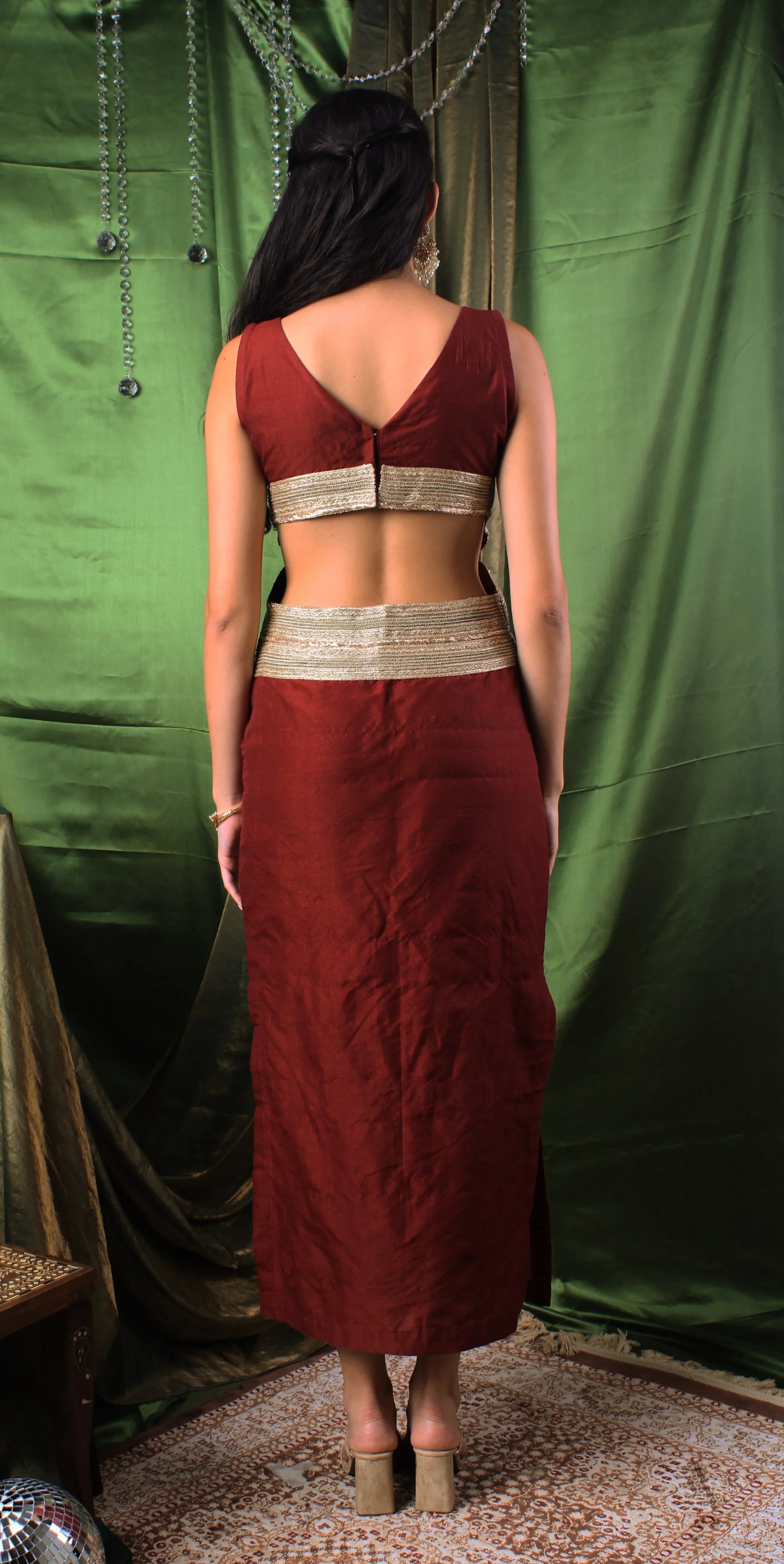 Handwoven Garnet Maroon Statement Dress