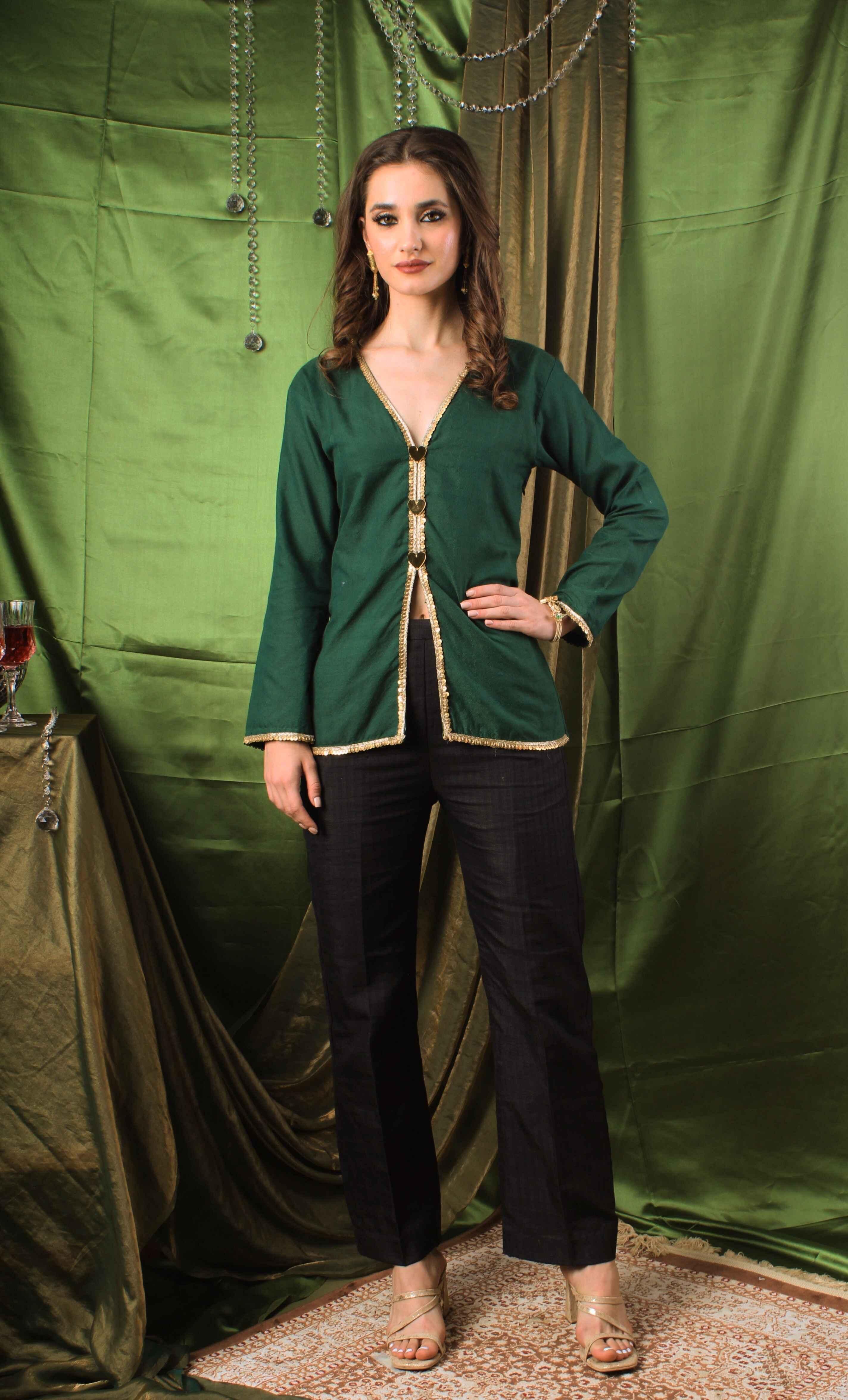 Handwoven Emerald and Onyx Co-ord Set