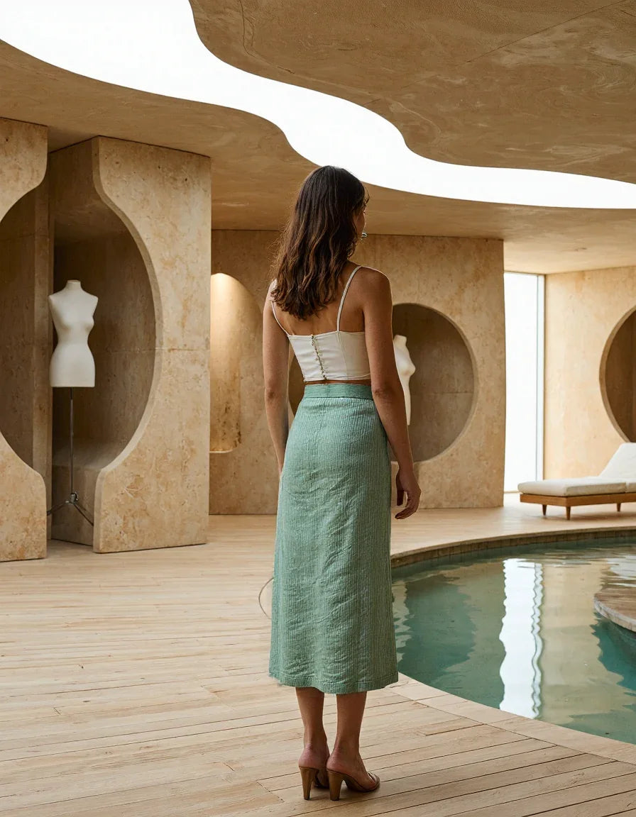 Handwoven Wrap Pencil Skirt