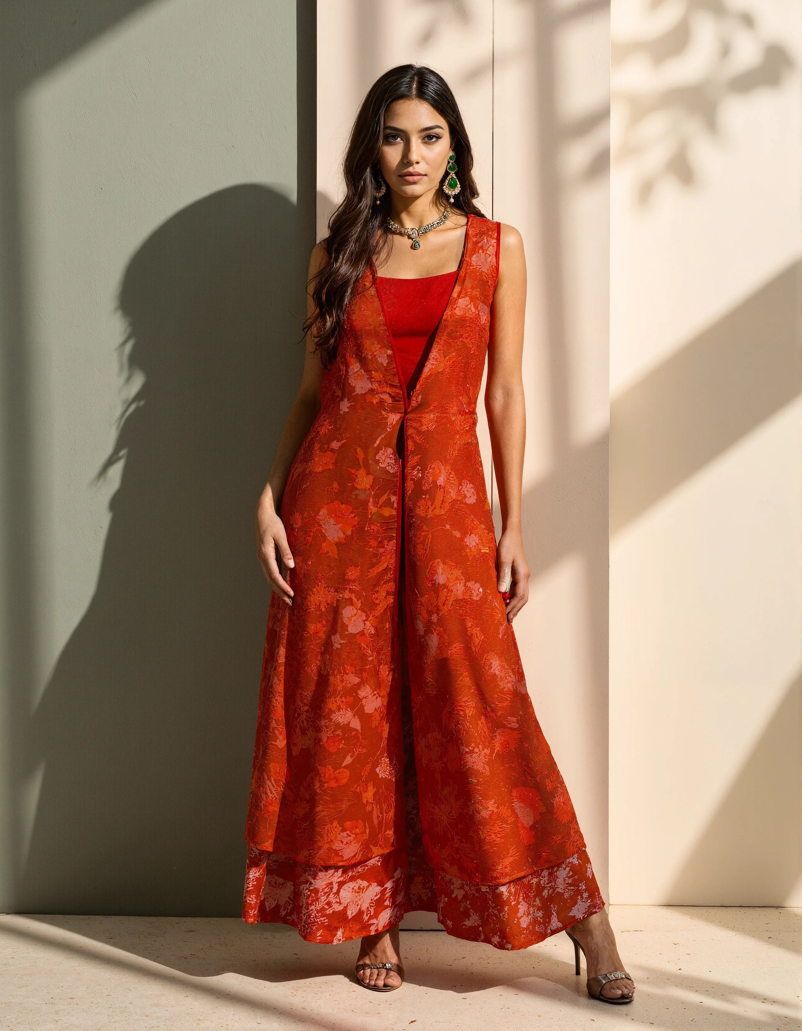 Amara Printed Mul Coord Set (3 piece set with bustier)