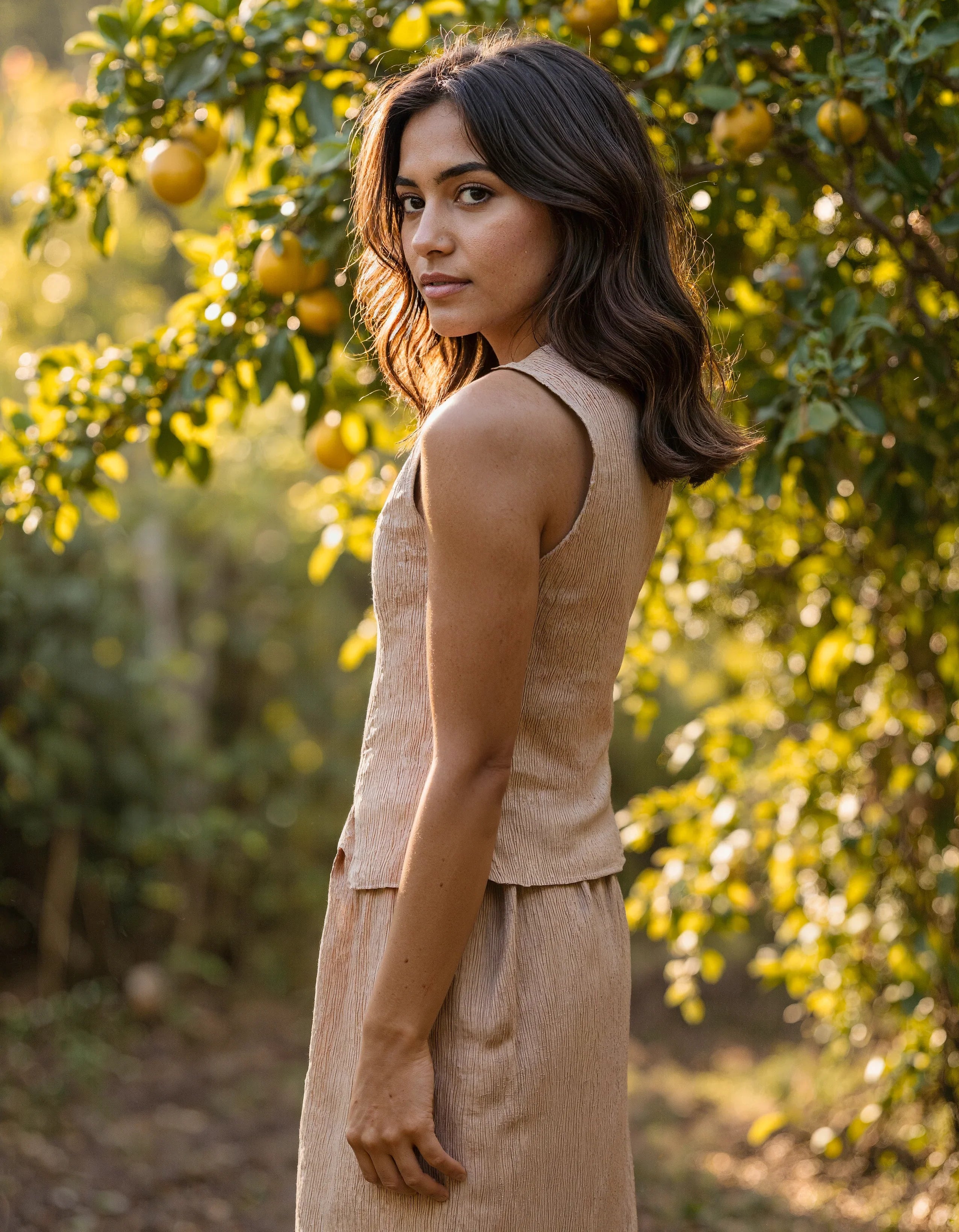 Earth Linen - Handwoven Vest And Skirt Set
