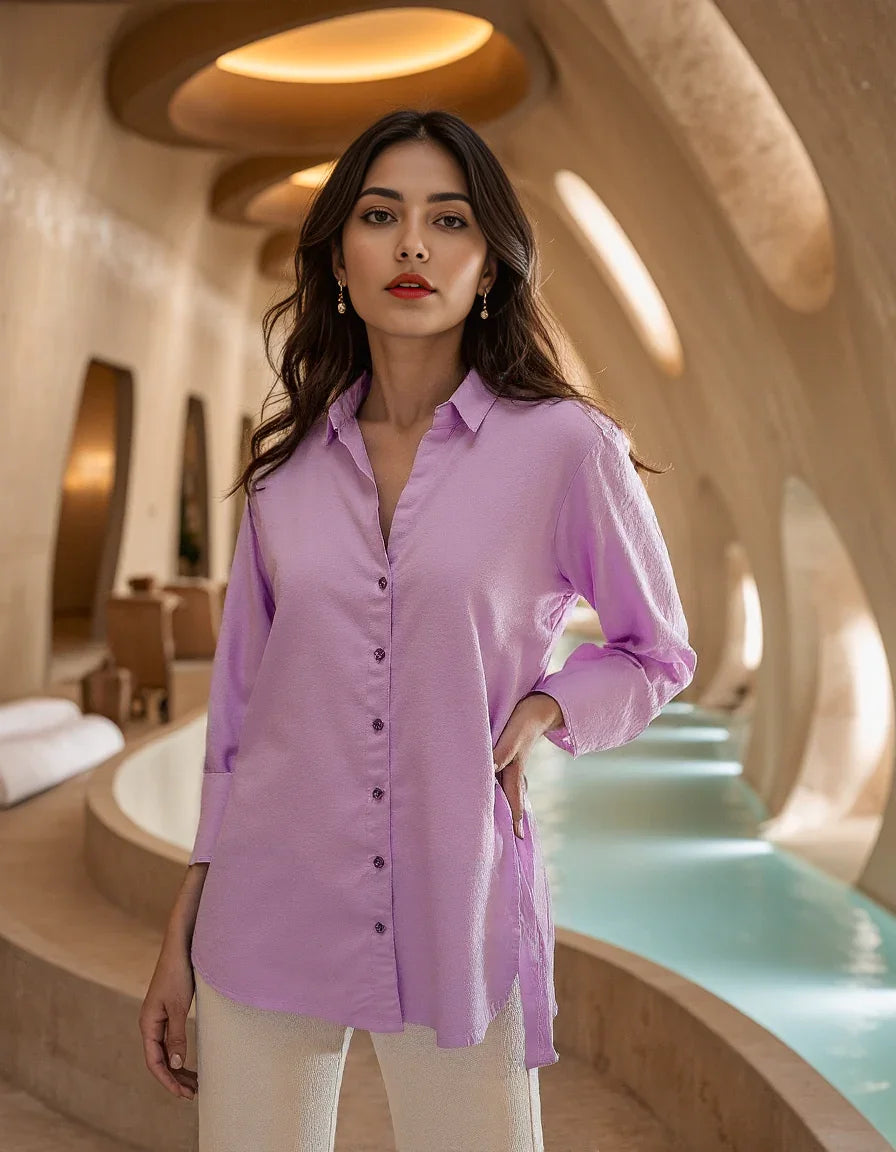 Handwoven Lavender Linen Shirt