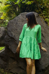 Handwoven Parakeet Drop Hem Dress