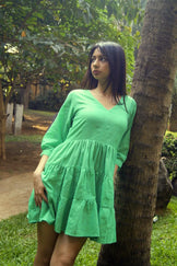 Handwoven Parakeet Drop Hem Dress