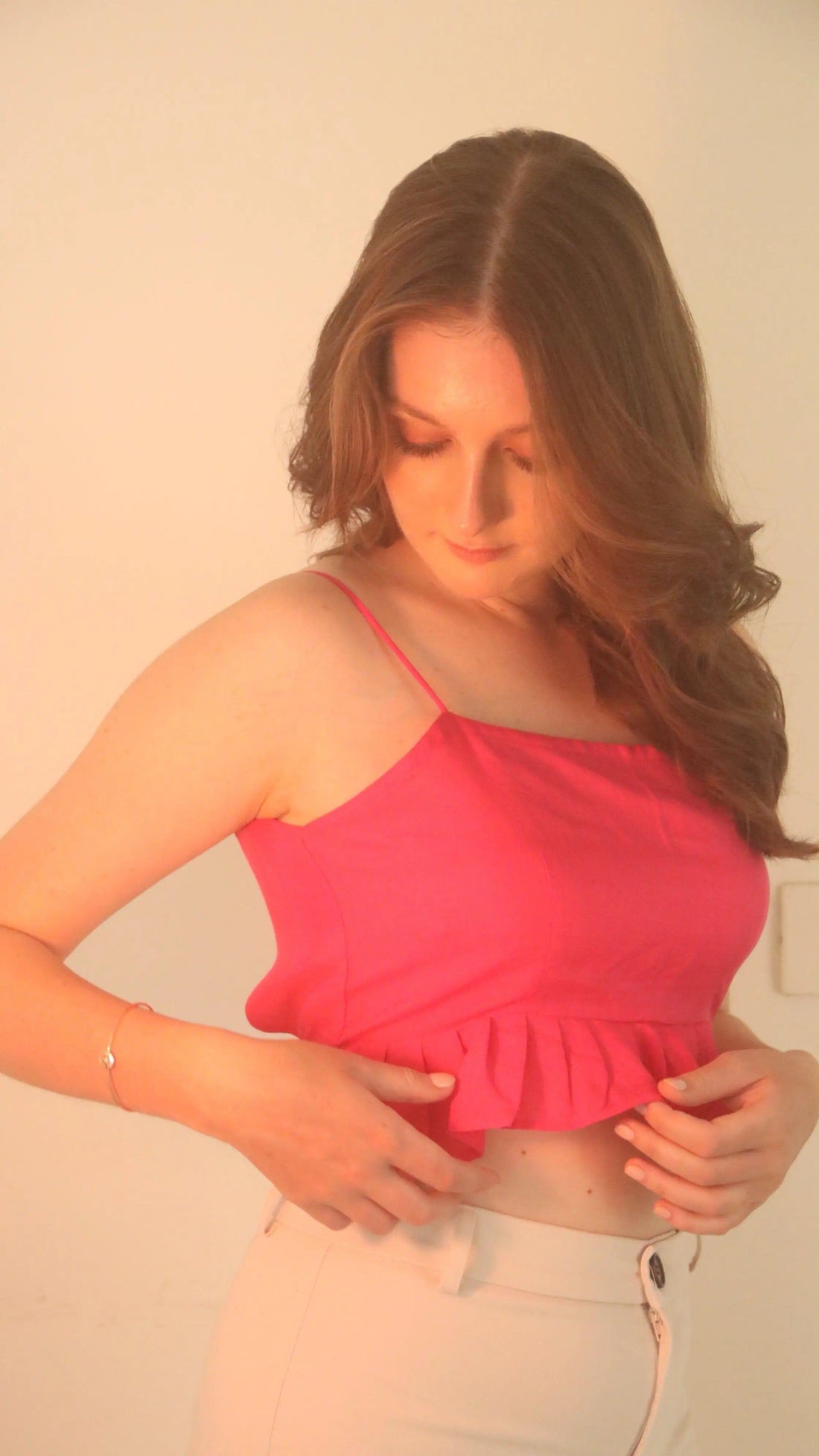 Handwoven Raw Silk Frill Crop Top