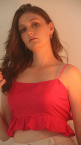 Handwoven Raw Silk Frill Crop Top
