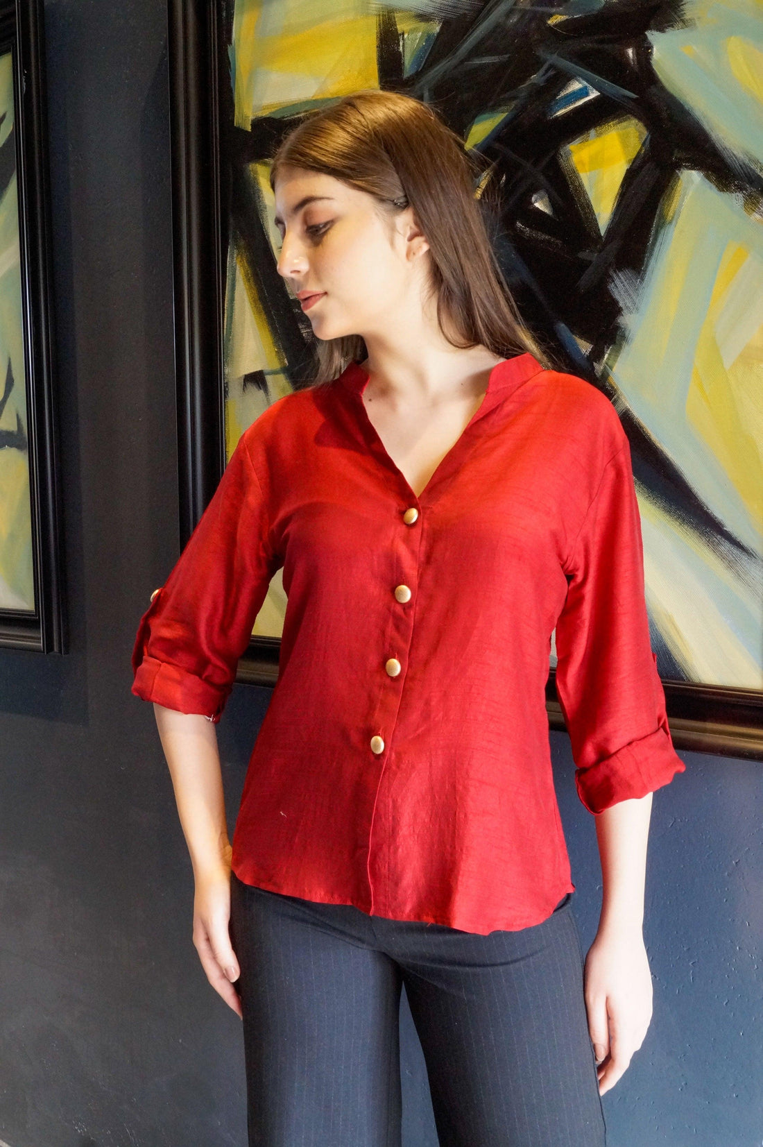 Handwoven Raw Silk Shirt Roll Up Shirt