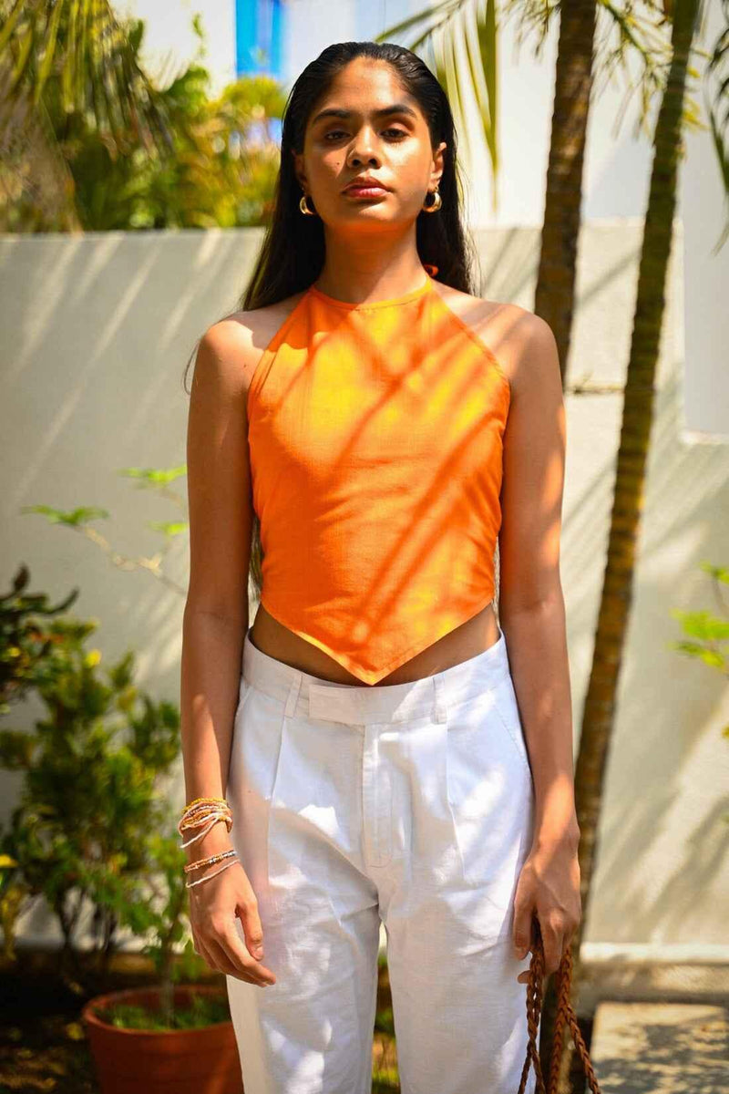 Handwoven Sunset Dream Silk Halterneck Top