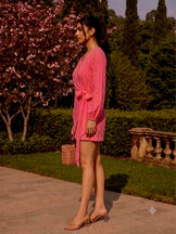 Handwoven cotton Striped Positano Wrap Dress