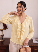 Desk to Dinner Sunbutter Ruffle Top