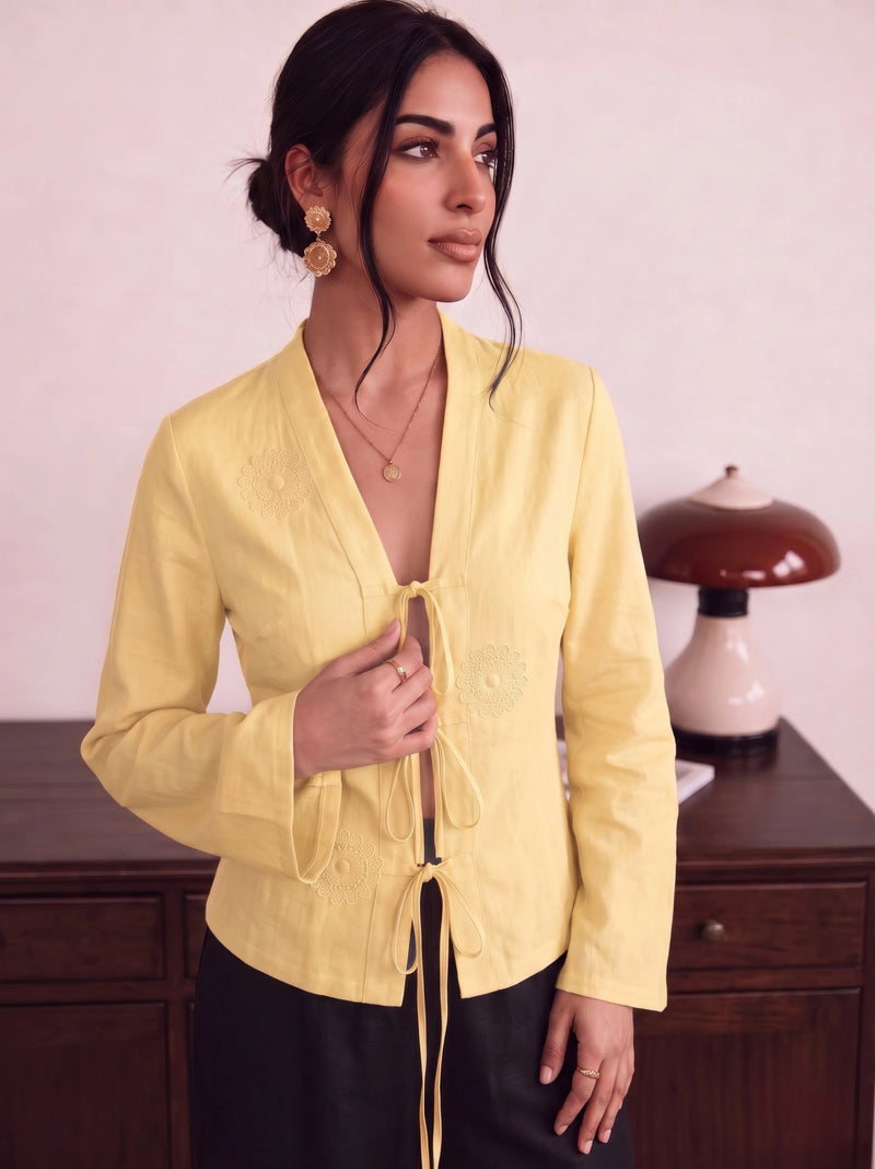 Handwoven Cotton Sunbutter Brunch Run Kimono Top
