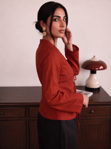 Handwoven Cotton Rust Brunch Run Kimono Top