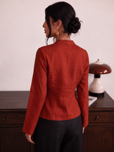 Handwoven Cotton Rust Brunch Run Kimono Top