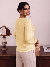 Desk to Dinner Sunbutter Ruffle Top