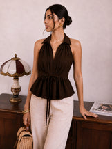 Handwoven Cotton Espresso Cinch &amp; Flare Top