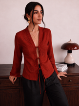 Handwoven Cotton Rust Brunch Run Kimono Top