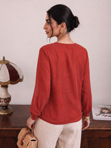 Desk to Dinner Rust Ruffle Top