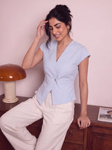 Handwoven Cotton City Muse Pinstripe Top