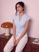 Handwoven Cotton City Muse Pinstripe Top