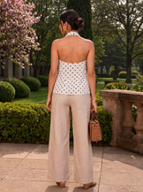Polka Buckle Sash Halter Top