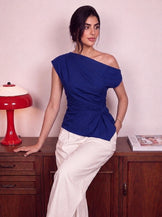 Handwoven cotton Cobalt Knot Top