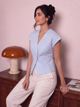 Handwoven Cotton City Muse Pinstripe Top