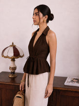 Handwoven Cotton Espresso Cinch &amp; Flare Top
