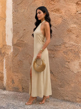 Beige Sundowner Halterneck Dress