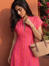Handwoven Cotton Stripe Swing Dress