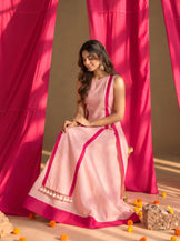 Long kurta with flared skirt set in Blush &amp; Hot pink