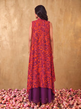 Sunset Cape with Purple V-neck Flare Dress