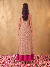 Zoya Cape with Hot pink V-neck Flare Dress
