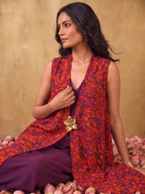 Sunset Cape with Purple V-neck Flare Dress