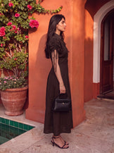 Handwoven cotton Espresso Button Down Dress