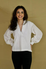 Handwoven Cotton Summers Balloon Sleeve Top