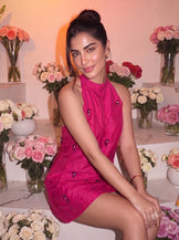 Sparkle n Sip Cosmo Pink Handwoven Silk Mini Dress