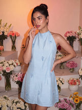 Sparkle n Sip Frost Handwoven Silk Mini Dress