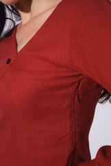 Handwoven Reverie Jute Abstract Top - Rouge