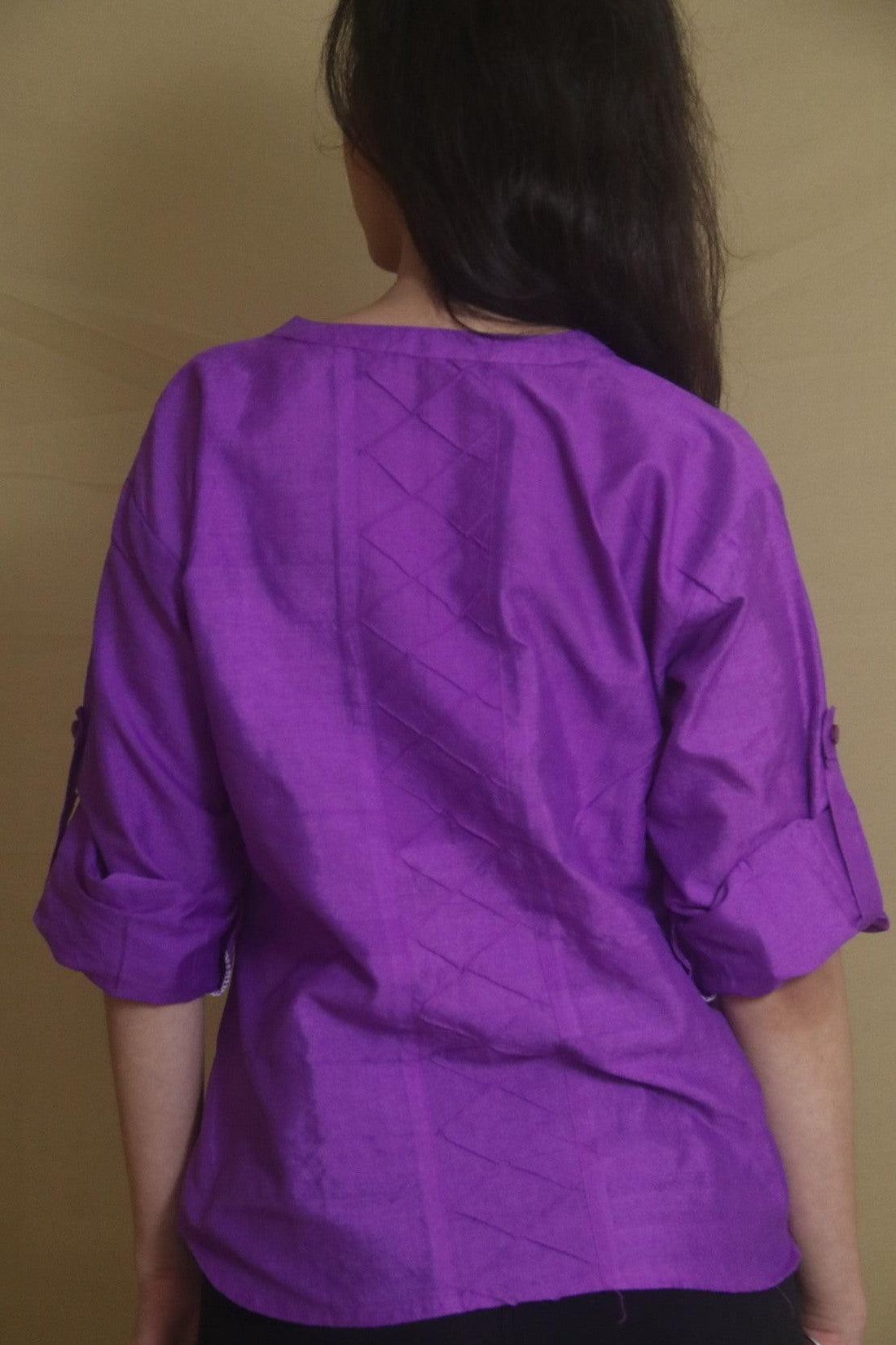 Handwoven Cotton Mulberry Silk Roll Up Shirt