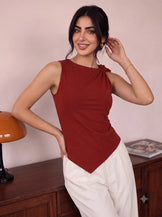 Handwoven Cotton Rust Meeting to Martini Knot Top