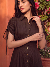 Handwoven cotton Espresso Button Down Dress