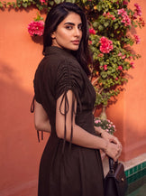 Handwoven cotton Espresso Button Down Dress