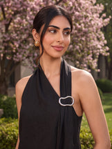 Noir Buckle Sash Halter Top