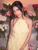 Pixie Buttercream Ruffle Halter Dress