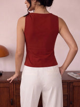 Handwoven Cotton Rust Meeting to Martini Knot Top