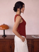Handwoven Cotton Rust Meeting to Martini Knot Top