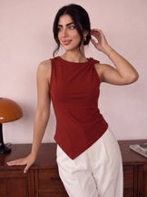 Handwoven Cotton Rust Meeting to Martini Knot Top